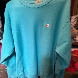 Champion Blue Crewneck Sweatshirt Soft Fleece